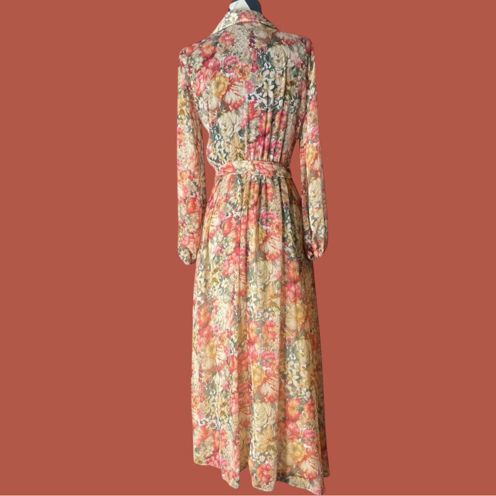 Mango Floral Maxi Dress Size 2 XS NWT Belted Long Sleeve Romantic Garden Party - Picture 5 of 10